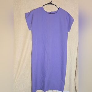 Classic Apparel Women's Vintage Purple T-shirt Style Dress Short Cap Sleeves Cre